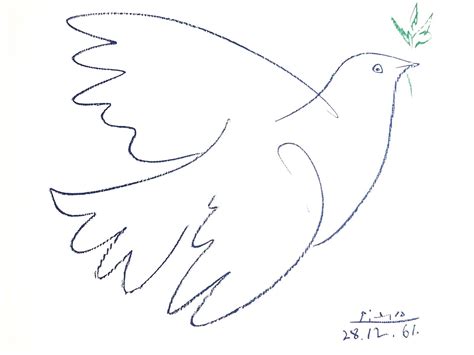 Picasso Friedenstaube Kunstkarte Picasso Taube Mit Bunten Blumen