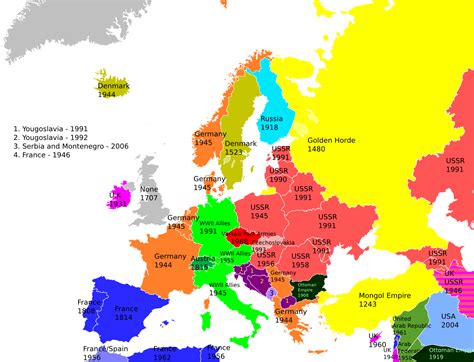 An Awesome Map Of The Last Time Each European Country Was