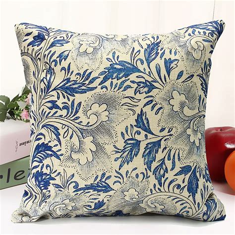 Vintage Oriental Blue Floral Decorative Throw Pillow Case Cushion Cover