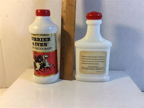 Vintage Currier And Ives Cologne Lotion Spray Deodorant White Glass