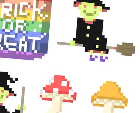 60 Halloween Pixel Art Digital Sticker Pack Pixel Art Etsy