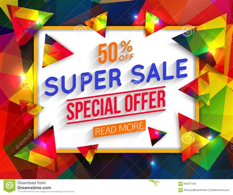 Super Sale Special Offer Banner On Colorful Stock Vector Illustration