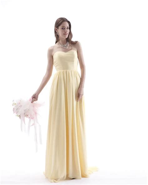 Women Chiffon Bridesmaid Dress Prom Party Dress Yellow Custom Maade