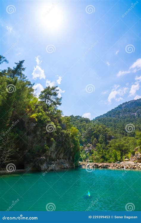 Emerald Colored Lake In The Forest In A Canyon Stock Image Image Of