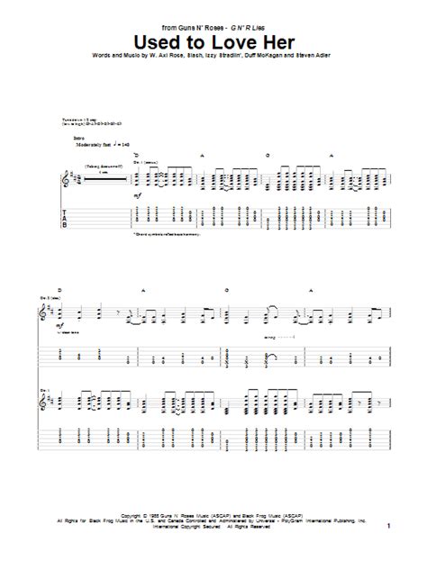 Used To Love Her By Guns N Roses Guitar Tab Guitar Instructor