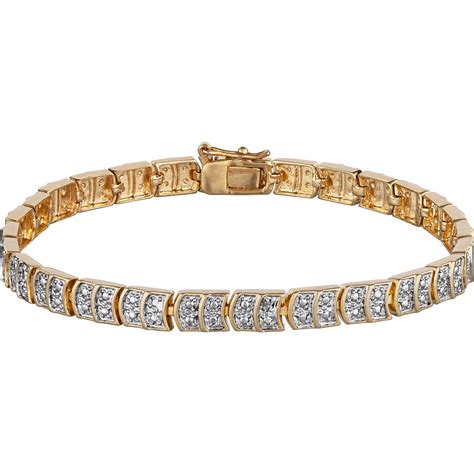 Diamond Accent 14kt Gold Plated Tennis Bracelet 8
