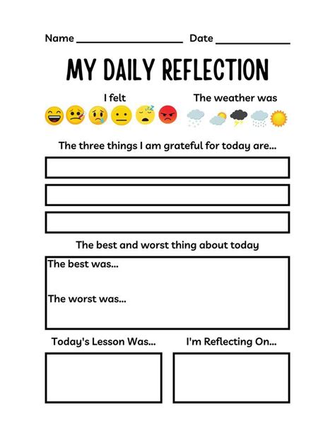 Printable And Reusable Daily Feeling And Reflections Journal For