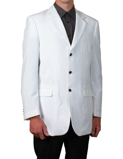 Mens White Single Breasted Three Button Blazer Sportscoat Dinner Suit