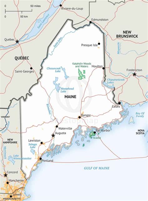 Free Vector Map Of Maine Outline One Stop Map