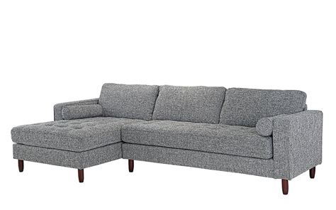 Mid Century Modern Tufted Fabric Sectional Sofa L Shape Couch With