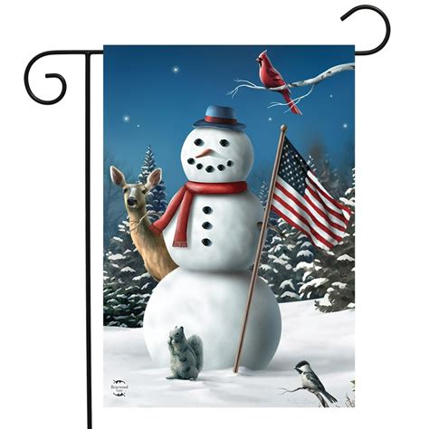 Spirit Of The Season Winter Garden Flag Patriotic Snowman 125 X 18