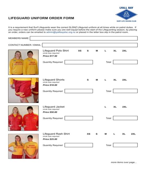 Free 12 Uniform Order Forms In Pdf Ms Word Excel