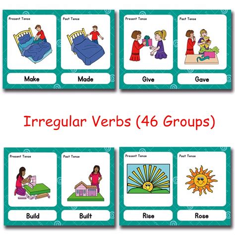 46groups Set Irregular Verbs English Word Card Flashcards Games Puzzle