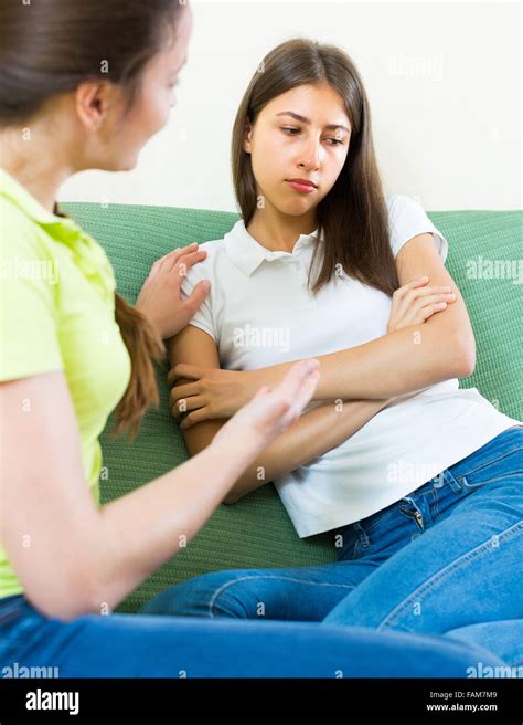 One Teenage Girl Comforting Another After Break Up Stock Photo Alamy