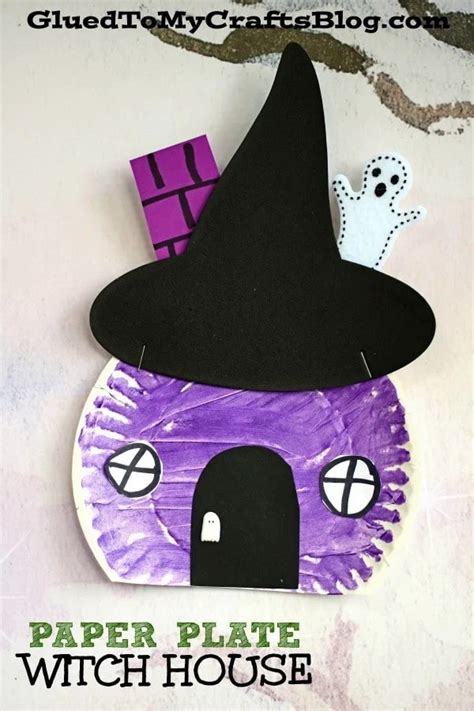 Wickedly Easy Paper Plate Witch House Craft For Kids Glued To My Crafts