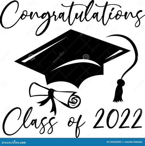 Congratulations Class Of 2022 Graduation Cap And Diploma Design Stock Vector Illustration Of