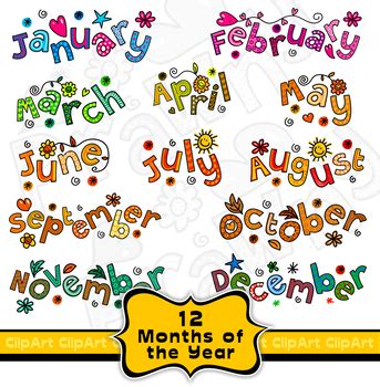 Clip Art Months Of The Year Calendar Text Titles By Prawny Tpt