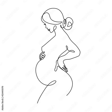 Pregnant Woman Continuous Line Art Drawing Pregnancy Concept One Line Drawing Minimalist
