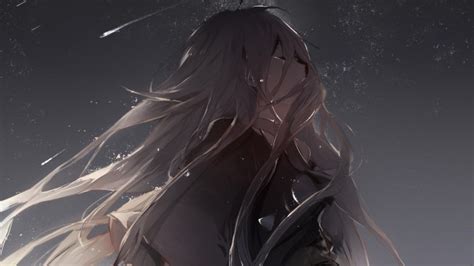 Wallpaper Anime Girl Crying Profile View Sad Expression