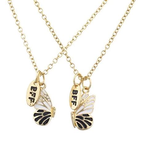 Accessories Goldtone Enamel Butterfly Bff Best Friends Necklace Set 2p