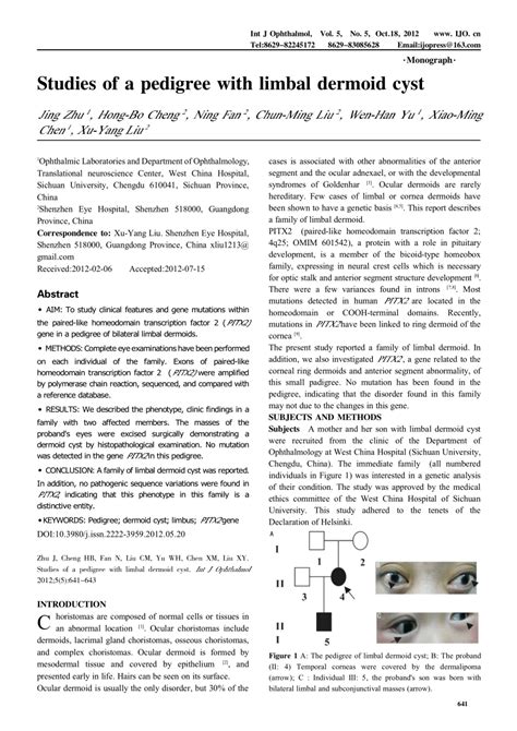 Pdf Studies Of A Pedigree With Limbal Dermoid Cyst
