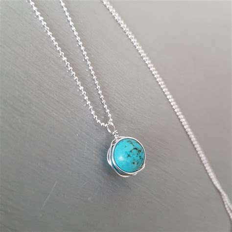 Sterling Silver Turquoise Necklace Designer Turquoise Pendant Necklace
