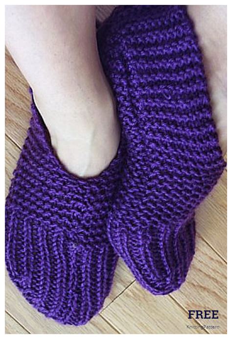 Easy Knit Rib Slippers Free Knitting Patterns Knitting Pattern