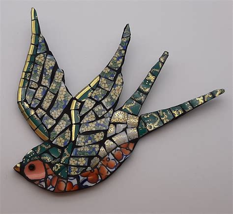 Mosaic Swallow Bird By Sarah Cordingley Glass Quarter Designs