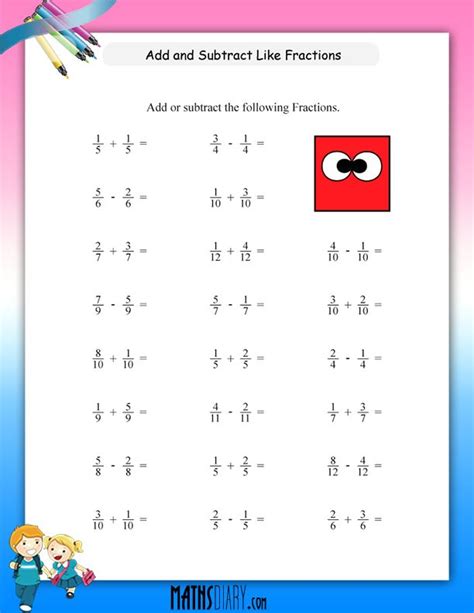 Adding And Subtracting Like Fractions Worksheets Math Worksheets