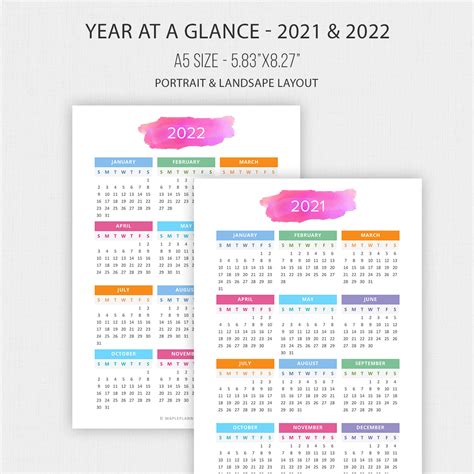2021 2022 Calendar At A Glance