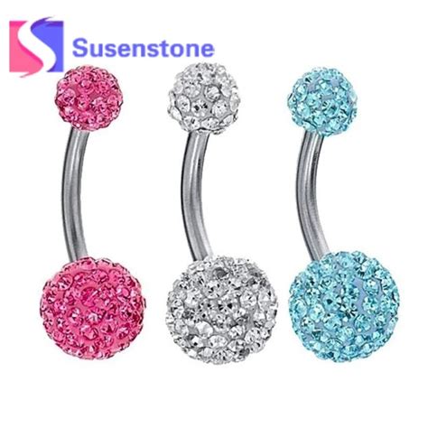 3pc Fashion Rhinestone Bling Disco Ball Belly Button Ring Bar Surgical Piercing Sexy Body