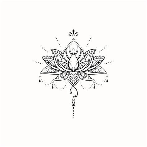 Lotus Flower Sacred Geometry Vector Illustration Isolated On White