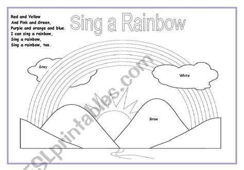 Sing A Rainbow Lyrics And Colouring Exercise Esl Worksheet By Sviviana