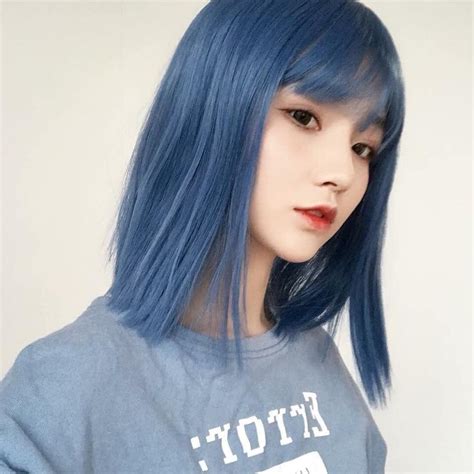 Hair Color Dark Blue Short Blue Hair Korean Hair Color Asian Short