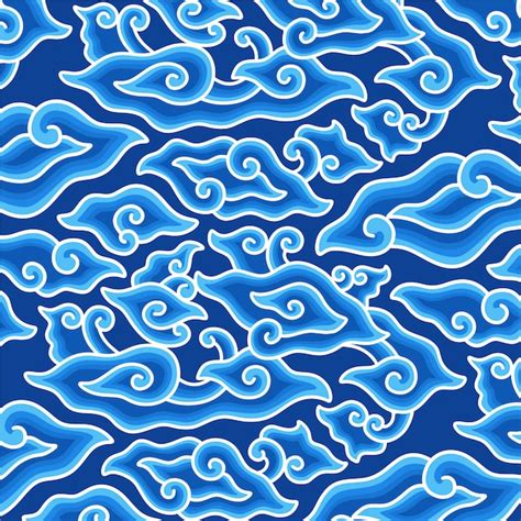 Blue Batik Abstract Pattern Premium Vector