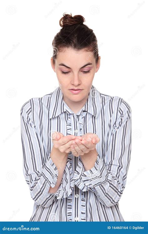 Caucasian Woman Holding Out Her Cupped Hands Stock Photo Image Of