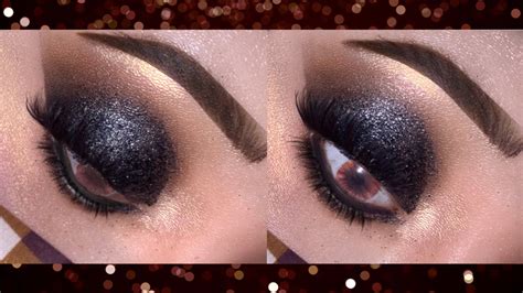 Black Glitter Smokey Eye Makeup For Beginners I How To Do Glitter