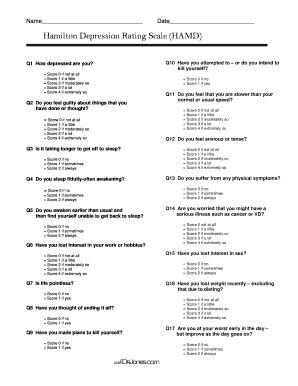Hamilton Depression Scale Scoring Form Fill Out And Sign Printable Pdf Template Signnow