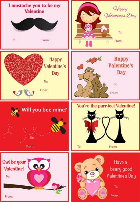 Valentines Day Cards Assorted Printable Tarjetas Regalos Y
