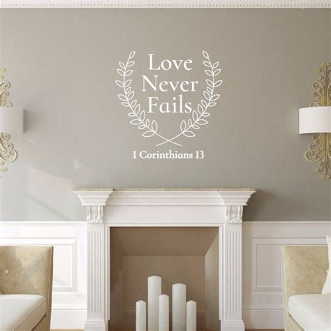 Love Never Fails Bible Verse With Laurels Vinyl Wall Decal 22578 This