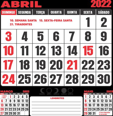 Abril 2022 Calendário Imagem Legal