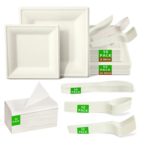 Buy Compostable Disposable Paper Plates Set 300 Pcs 10 Inch 8 Inch
