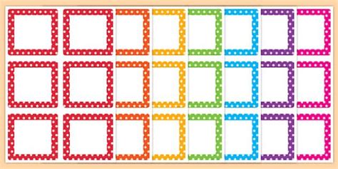 Multicoloured Polka Dot Square Peg Labels Labels Classroom Printing