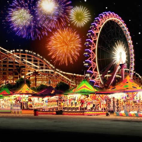 Carnival Fireworks Photo Backdrop Roller Coaster And Ferris Etsy In