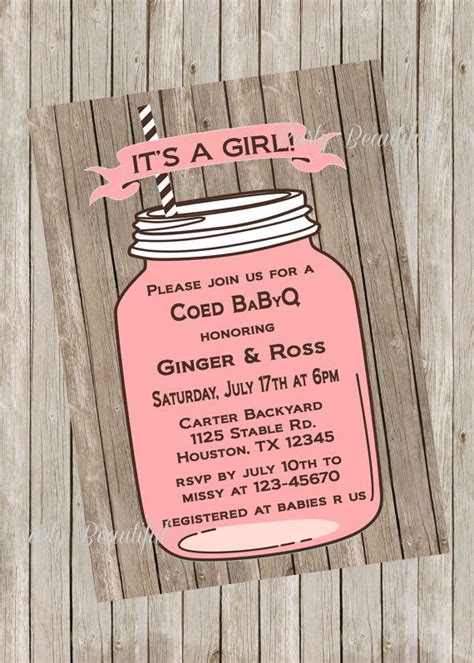 These are perfect for your baby boy or girl's baby shower or sprinkle! BBQ Girl Baby Shower Invitation-Printable,BabyQ, Rustic ...