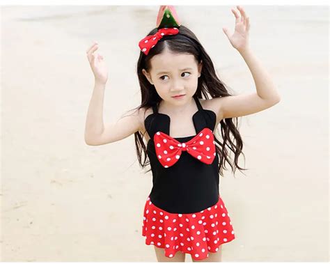 Cute Polka Dot Girls Swimwear Kids One Piece Swimsuit Lovely Skirt Baby
