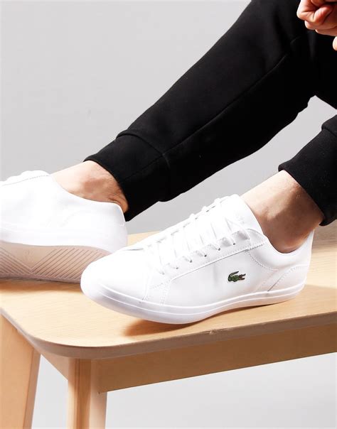 Lacoste Lerond Leather And Synthetic Trainers White Terraces Menswear
