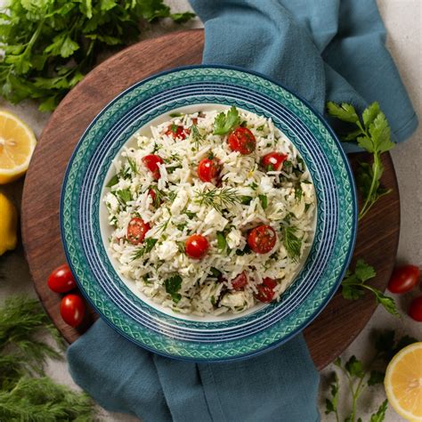 Jasmine Rice Salad With Feta Tomatoes Dill And Parsley Ecolife