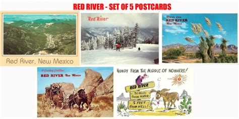 Red River Nm Set Of 5 Vintage Postcards All Unused In Good