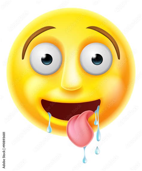 Clipart Cartoon Of A Happy Female Emoji Emoticon Drooling With Tongue Out Ai Eps Png  And